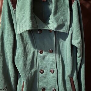 Fox Women's Teal Double-Breasted Pea Coat